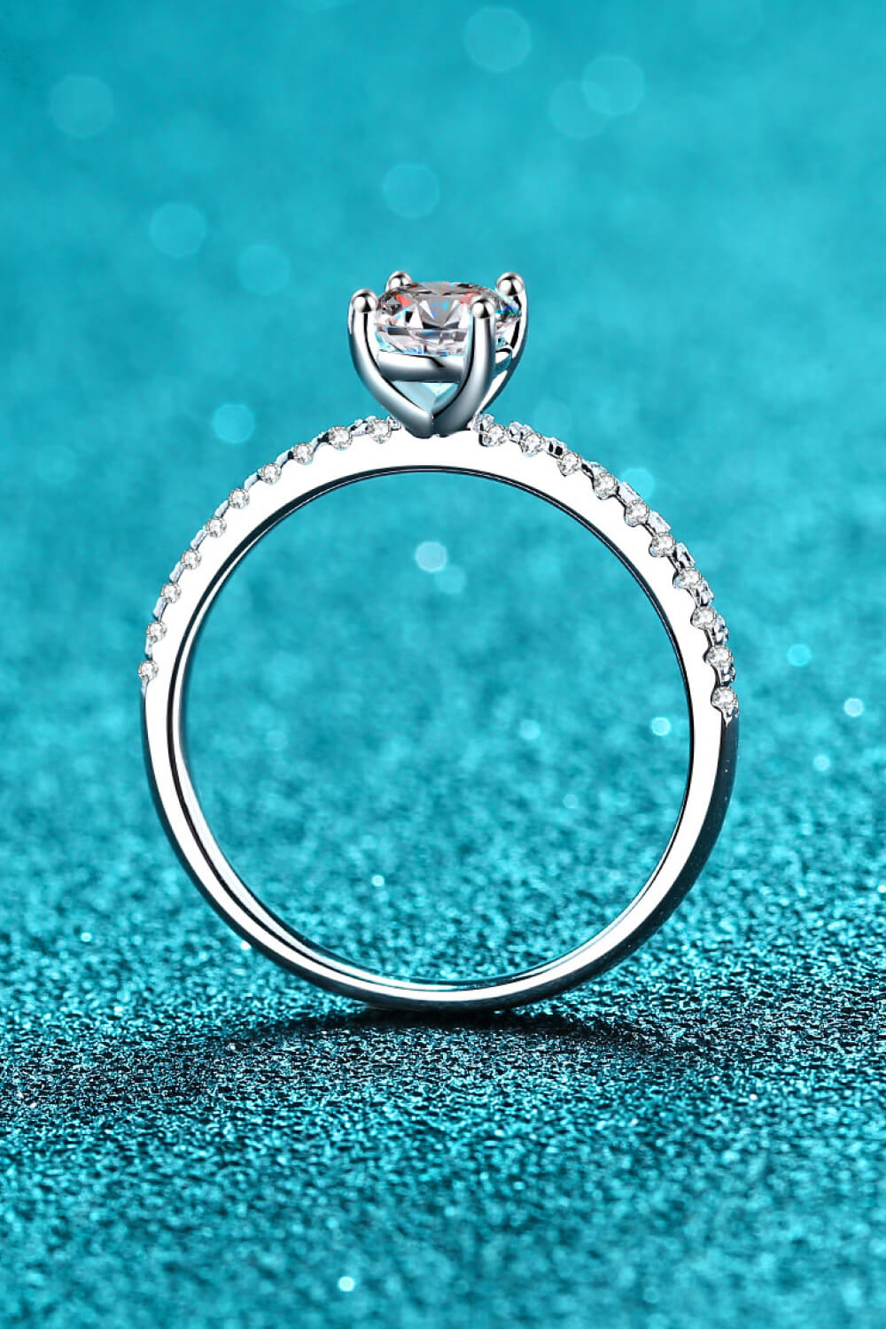 Rhodium Over Pure Sterling Silver Inlaid 1 Carat Oval-Cut Sparkala™ Ring by Sparkala
