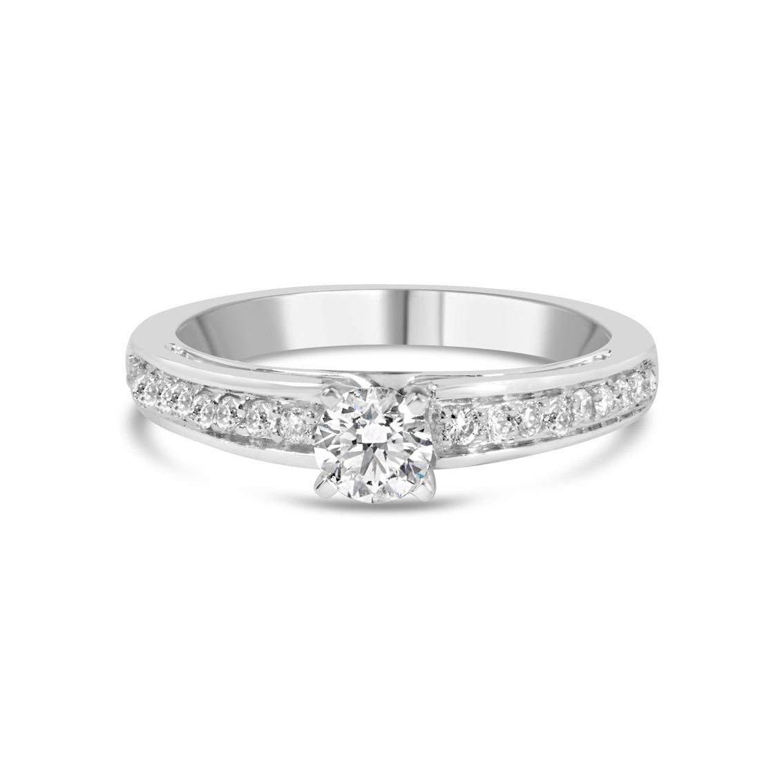 14K White Gold 1/2 Cttw Diamond Solitaire Pave Set Engagement Ring (G-H Color, VS2-SI1 Clarity) - Size 7 by Bids.com