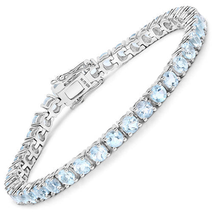 12.48 Carat Genuine Blue Topaz .925 Sterling Silver Bracelet  DestGlow