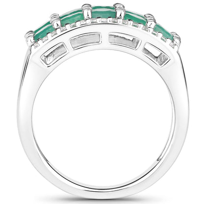 1.85 Carat Genuine Emerald and White Topaz .925 Sterling Silver Ring by Bids.com
