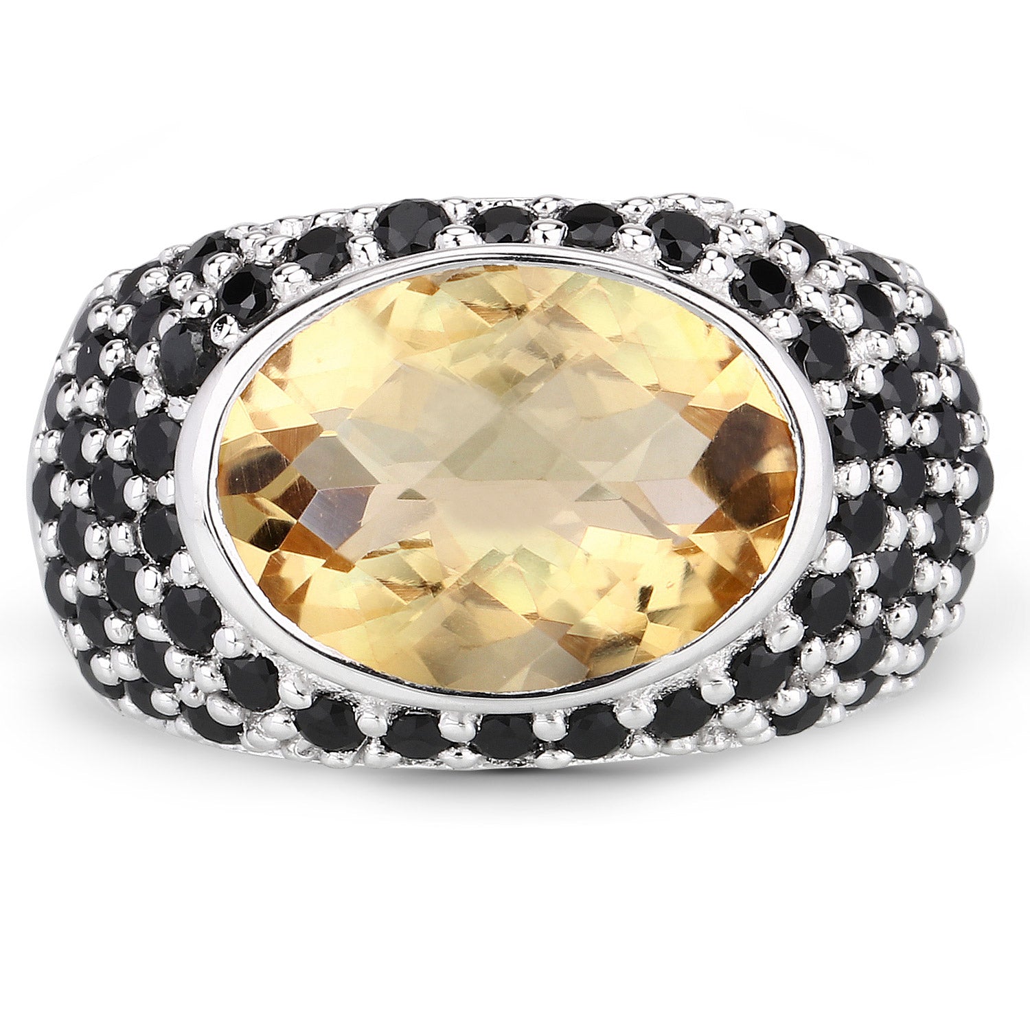 6.76 Carat Genuine Citrine and Black Spinel .925 Sterling Silver Ring by Bids.com