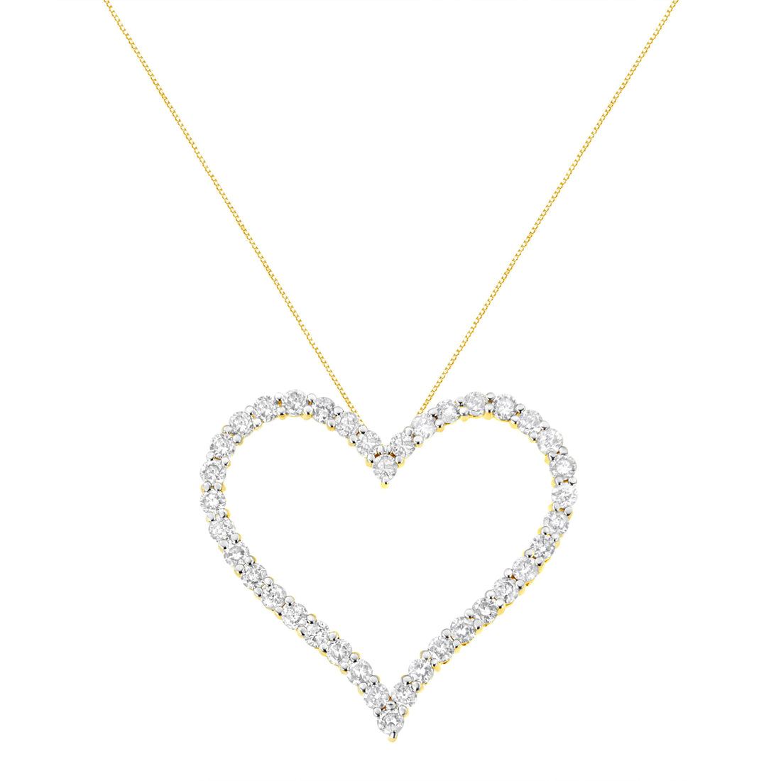 10k Yellow Gold Plated .925 Sterling Silver 3.0 cttw Round-Cut Diamond Open Heart Pendant Necklace (J-K Color, I1-I2 Clarity) - 18" by Bids.com