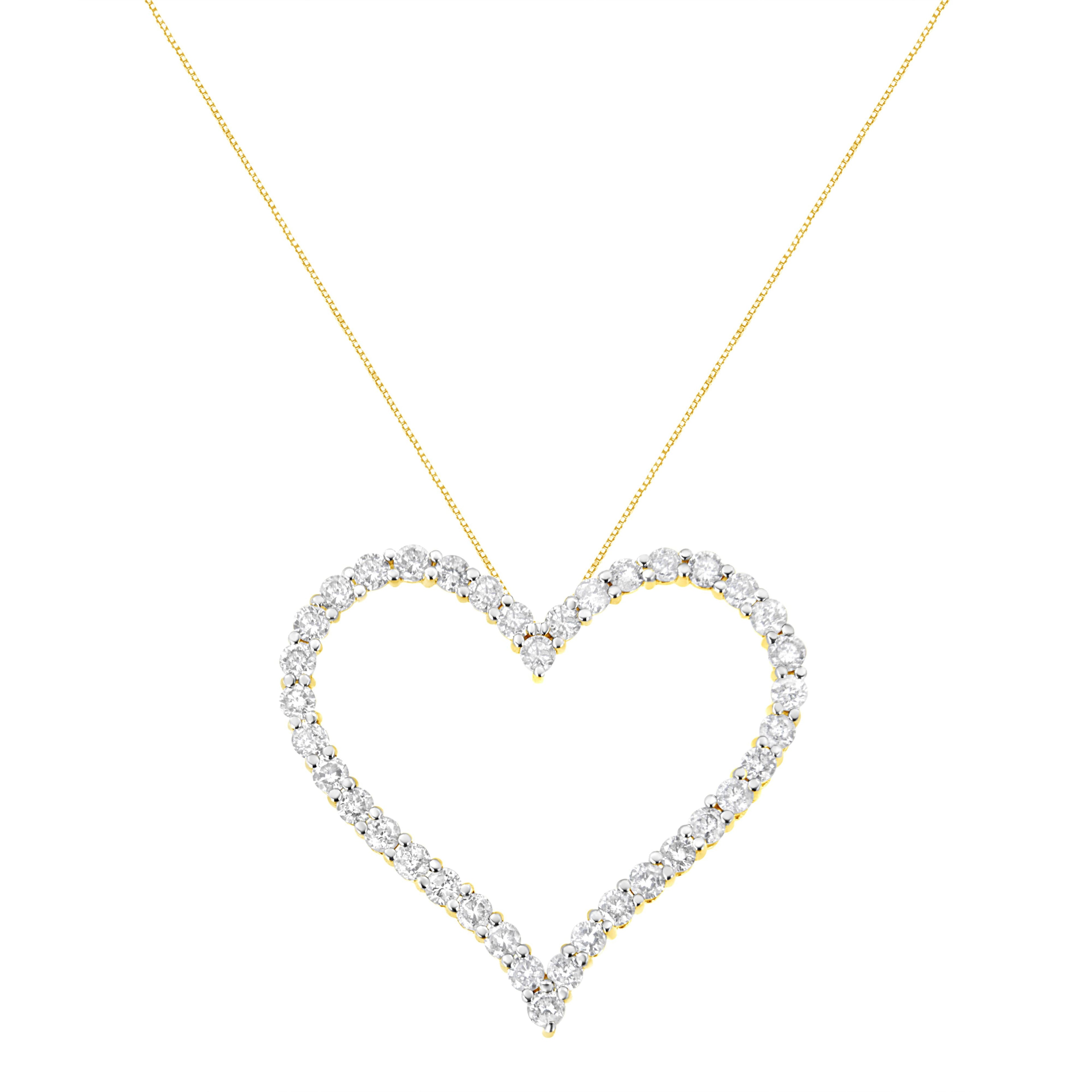 10k Yellow Gold Plated .925 Sterling Silver 3.0 cttw Round-Cut Diamond Open Heart Pendant Necklace (J-K Color, I1-I2 Clarity) - 18" by Bids.com