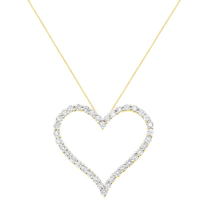 10k Yellow Gold Plated .925 Sterling Silver 3.0 cttw Round-Cut Diamond Open Heart Pendant Necklace (J-K Color, I1-I2 Clarity) - 18" by Bids.com