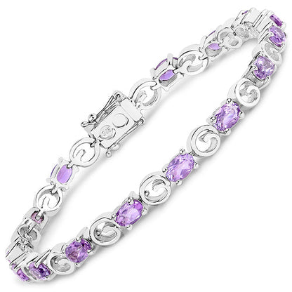 6.88 Carat Genuine Amethyst .925 Sterling Silver Bracelet  DestGlow