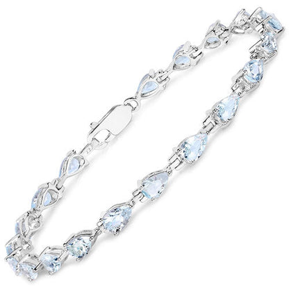 7.00 Carat Genuine Aquamarine .925 Sterling Silver Bracelet  DestGlow