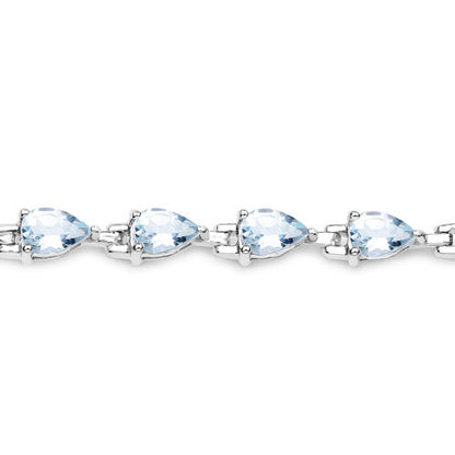 7.00 Carat Genuine Aquamarine .925 Sterling Silver Bracelet  DestGlow