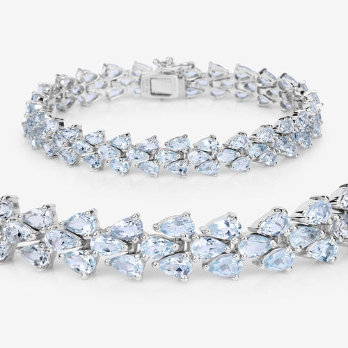 14.11 Carat Genuine Aquamarine .925 Sterling Silver Bracelet by Bids.com