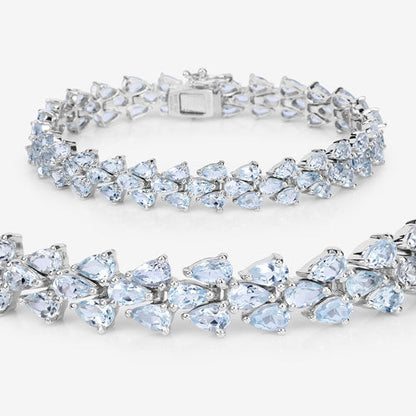 14.11 Carat Genuine Aquamarine .925 Sterling Silver Bracelet by Bids.com