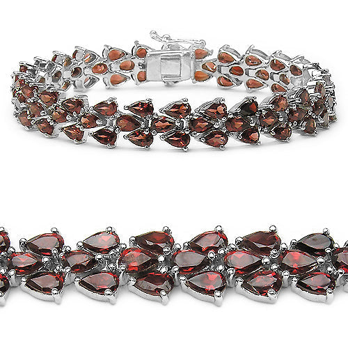 20.75 Carat Genuine Garnet .925 Sterling Silver Bracelet  DestGlow