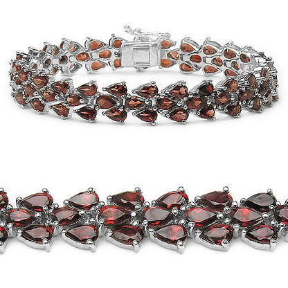 20.75 Carat Genuine Garnet .925 Sterling Silver Bracelet  DestGlow