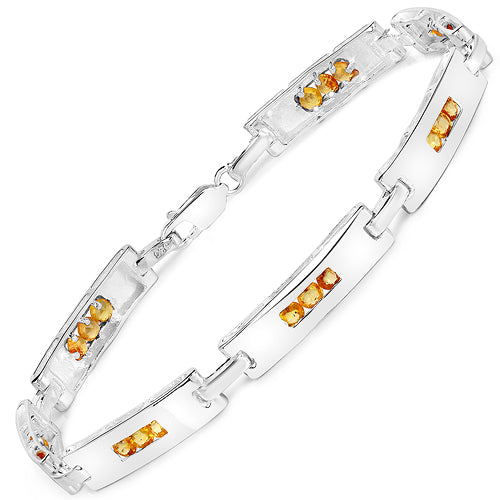2.52 Carat Genuine Yellow Sapphire .925 Sterling Silver Bracelet  DestGlow