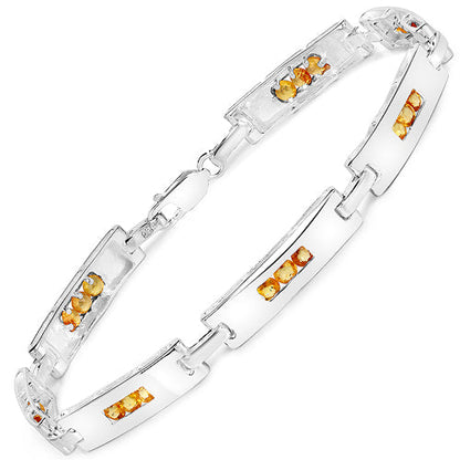 2.52 Carat Genuine Yellow Sapphire .925 Sterling Silver Bracelet  DestGlow