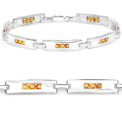 2.52 Carat Genuine Yellow Sapphire .925 Sterling Silver Bracelet  DestGlow