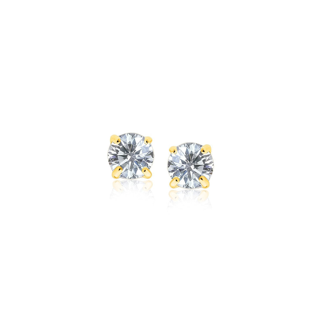 14k Yellow Gold Stud Earrings with White Hue Faceted Cubic Zirconia by Bids.com