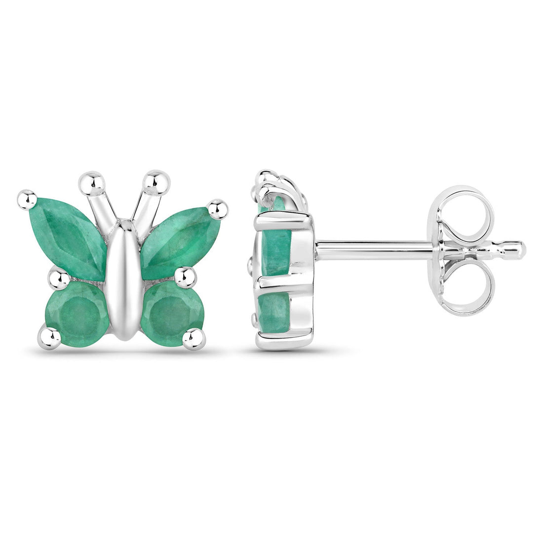 0.88 Carat Genuine Emerald .925 Sterling Silver Earrings - DestGlow
