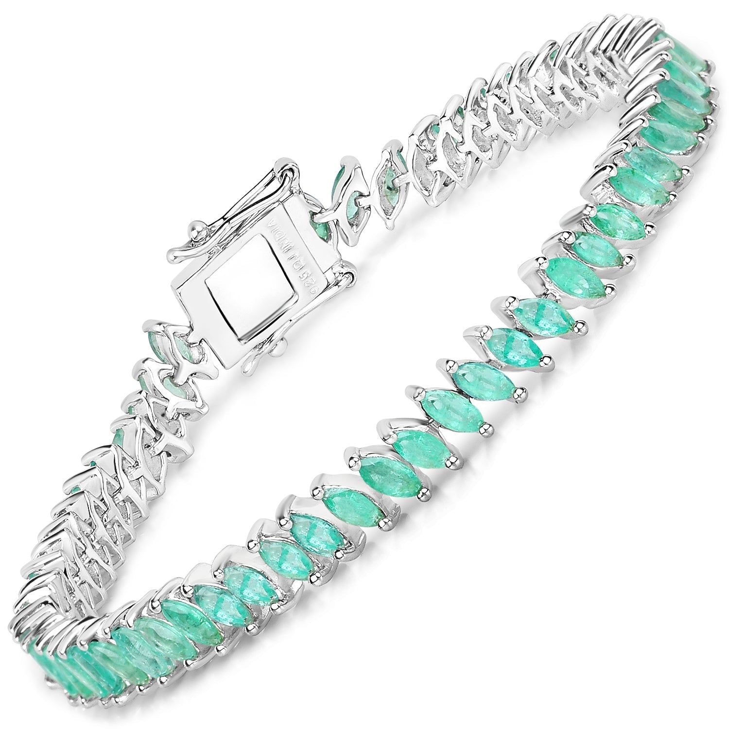 6.82 Carat Genuine Zambian Emerald .925 Sterling Silver Bracelet  DestGlow