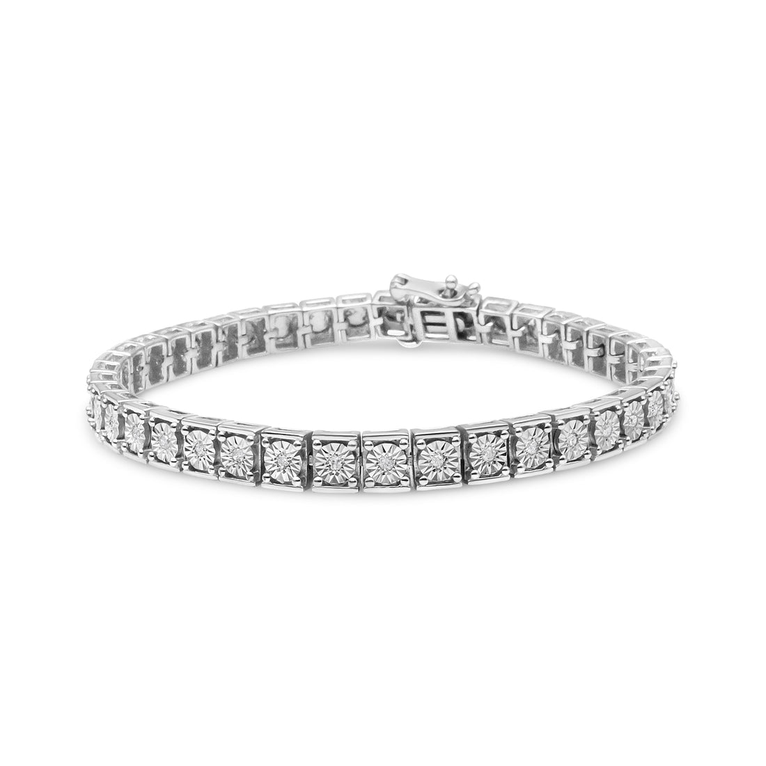 .925 Sterling Silver 1/4 Cttw Diamond Link Bracelet (I-J Color, I2-I3 Clarity) - Size 7.25" by Bids.com
