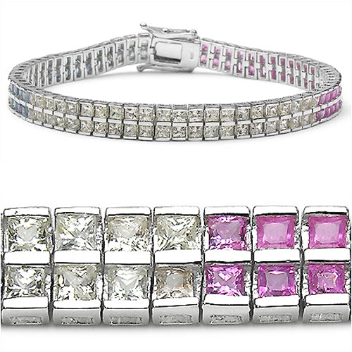 9.50 Carat Genuine Multi sapphire Sterling Silver Bracelet by Bids.com