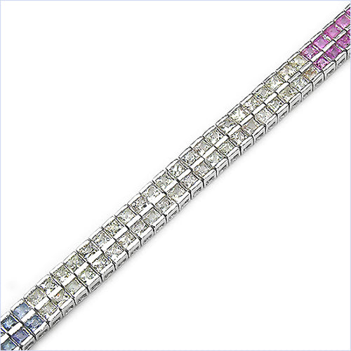9.50 Carat Genuine Multi sapphire Sterling Silver Bracelet by Bids.com