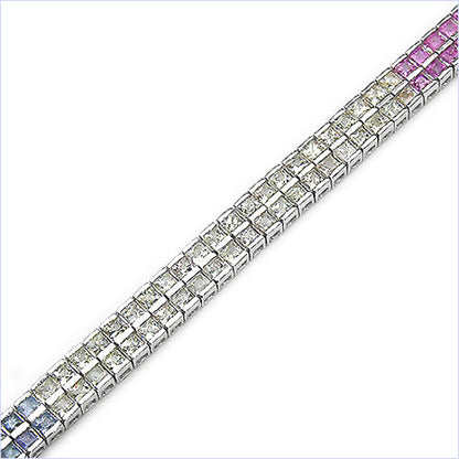 9.50 Carat Genuine Multi sapphire Sterling Silver Bracelet by Bids.com