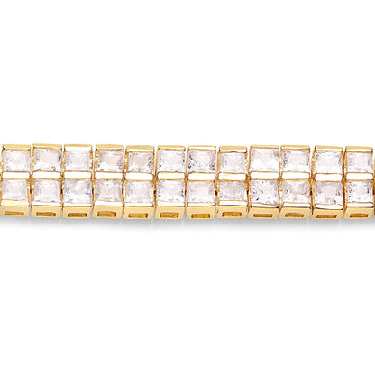 14K Yellow Gold Plated 9.52 Carat Genuine Blue Sapphire and White Sapphire .925 Sterling Silver Bracelet by Bids.com