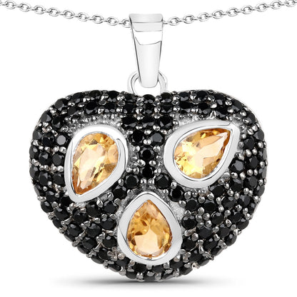 3.19 Carat Genuine Citrine and Black Spinel .925 Sterling Silver Pendant by Bids.com