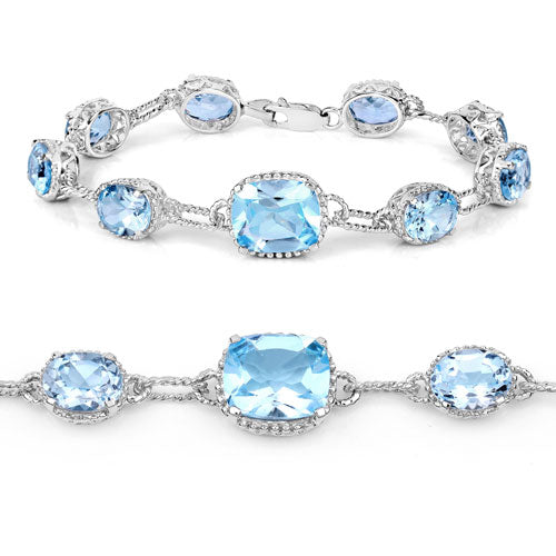 20.70 Carat Genuine Blue Topaz .925 Sterling Silver Bracelet  DestGlow
