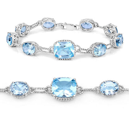 20.70 Carat Genuine Blue Topaz .925 Sterling Silver Bracelet  DestGlow