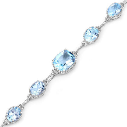 20.70 Carat Genuine Blue Topaz .925 Sterling Silver Bracelet  DestGlow