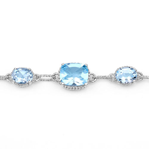 20.70 Carat Genuine Blue Topaz .925 Sterling Silver Bracelet  DestGlow