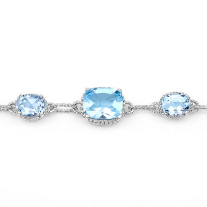 20.70 Carat Genuine Blue Topaz .925 Sterling Silver Bracelet  DestGlow