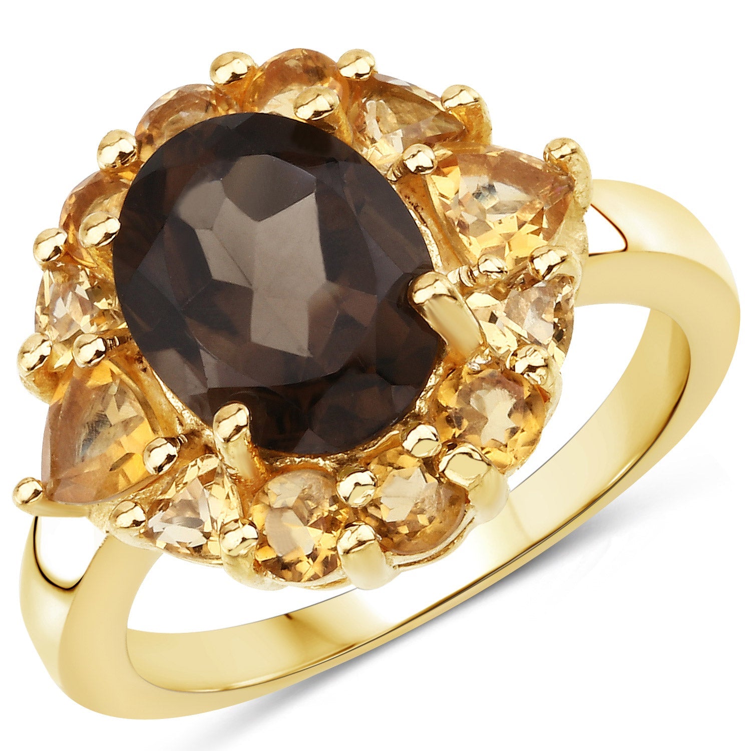 4.00 Carat Genuine Smoky Quartz and Citrine .925 Sterling Silver Ring by Bids.com