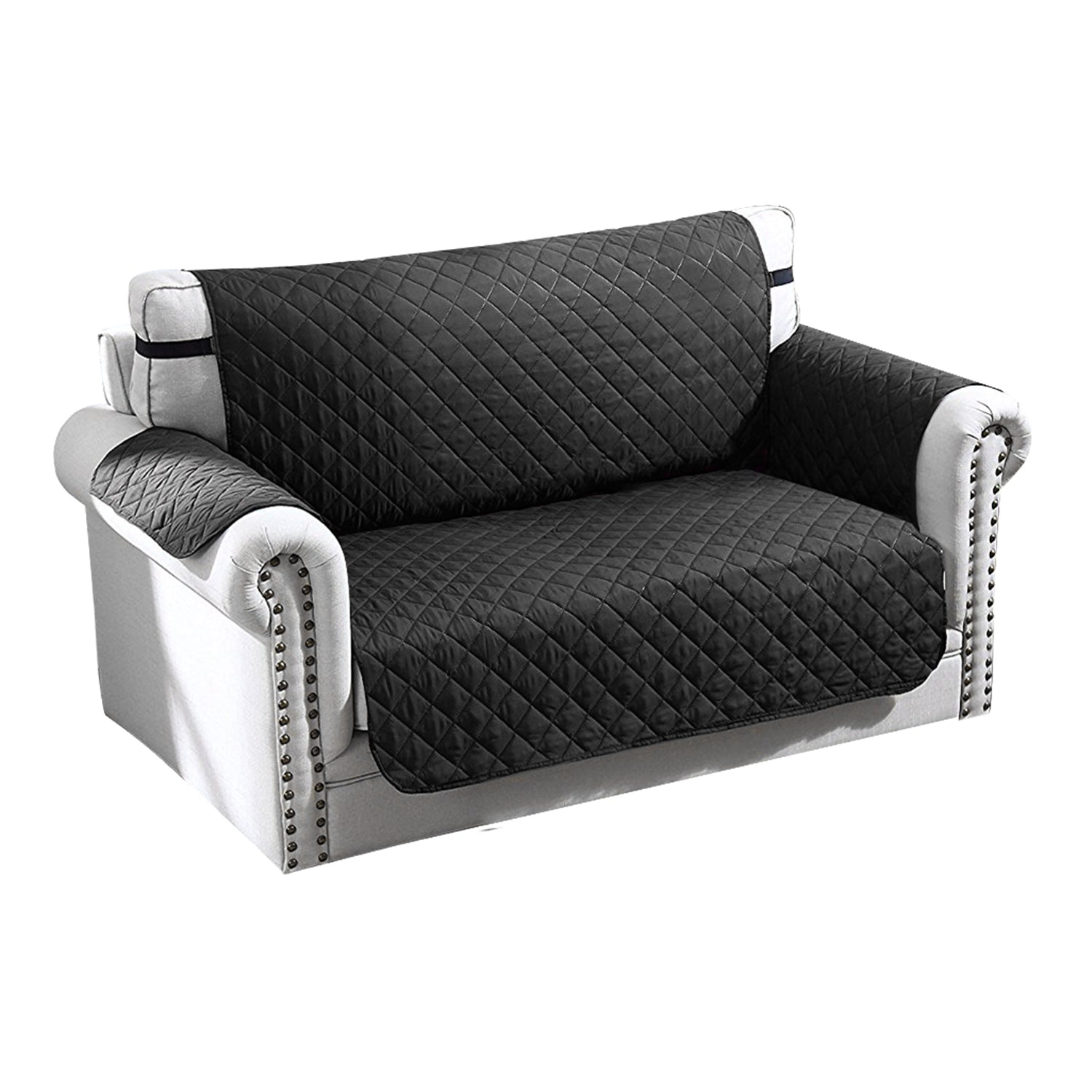 Reversible Sofa Cover Chair Loveseat Couch Microfiber Slipcover Cushion Furniture Protector Shield Water-Resistant w/ Elastic Strap for Kids Pet Dog C