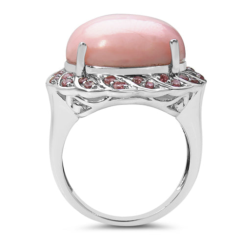 14.59 Carat Genuine Opal &amp; Tourmaline .925 Sterling Silver Ring by Bids.com
