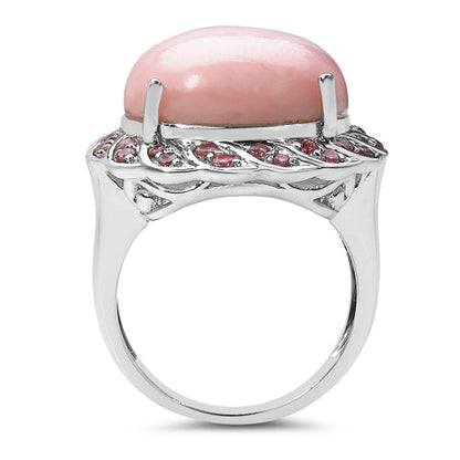 14.59 Carat Genuine Opal &amp; Tourmaline .925 Sterling Silver Ring by Bids.com
