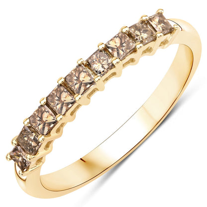 0.50 Carat Genuine Champagne Diamond 14K Yellow Gold Ring (I1-I2)  DestGlow