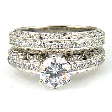 .54ct Antique Style Engagement Ring Set 18KT White Gold by Bids.com