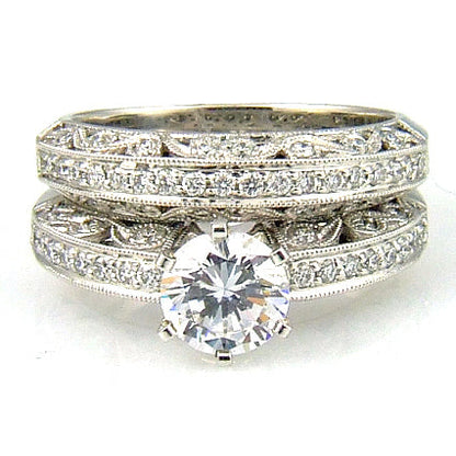 .54ct Antique Style Engagement Ring Set 18KT White Gold by Bids.com