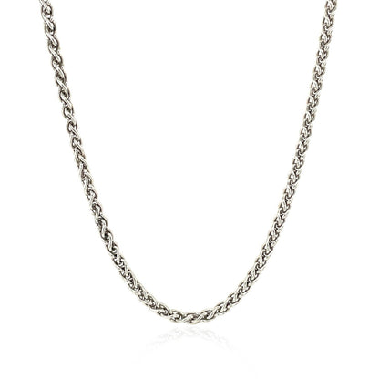 Sterling Silver Rhodium Plated Wheat Chain 2.6mm by Bids.com