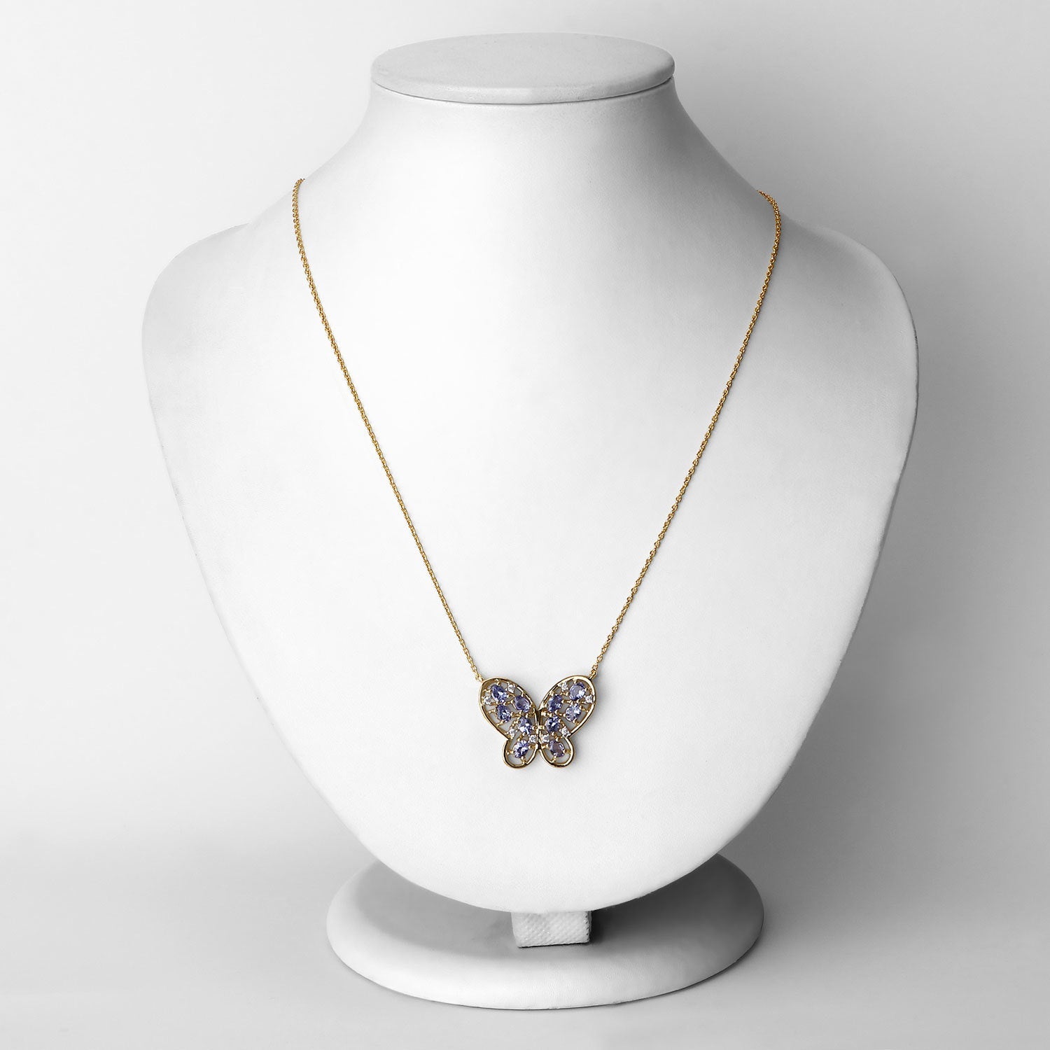 1.86 Carat Genuine Tanzanite and White Zircon .925 Sterling Silver Necklace by Bids.com