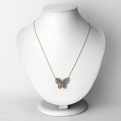 1.86 Carat Genuine Tanzanite and White Zircon .925 Sterling Silver Necklace by Bids.com