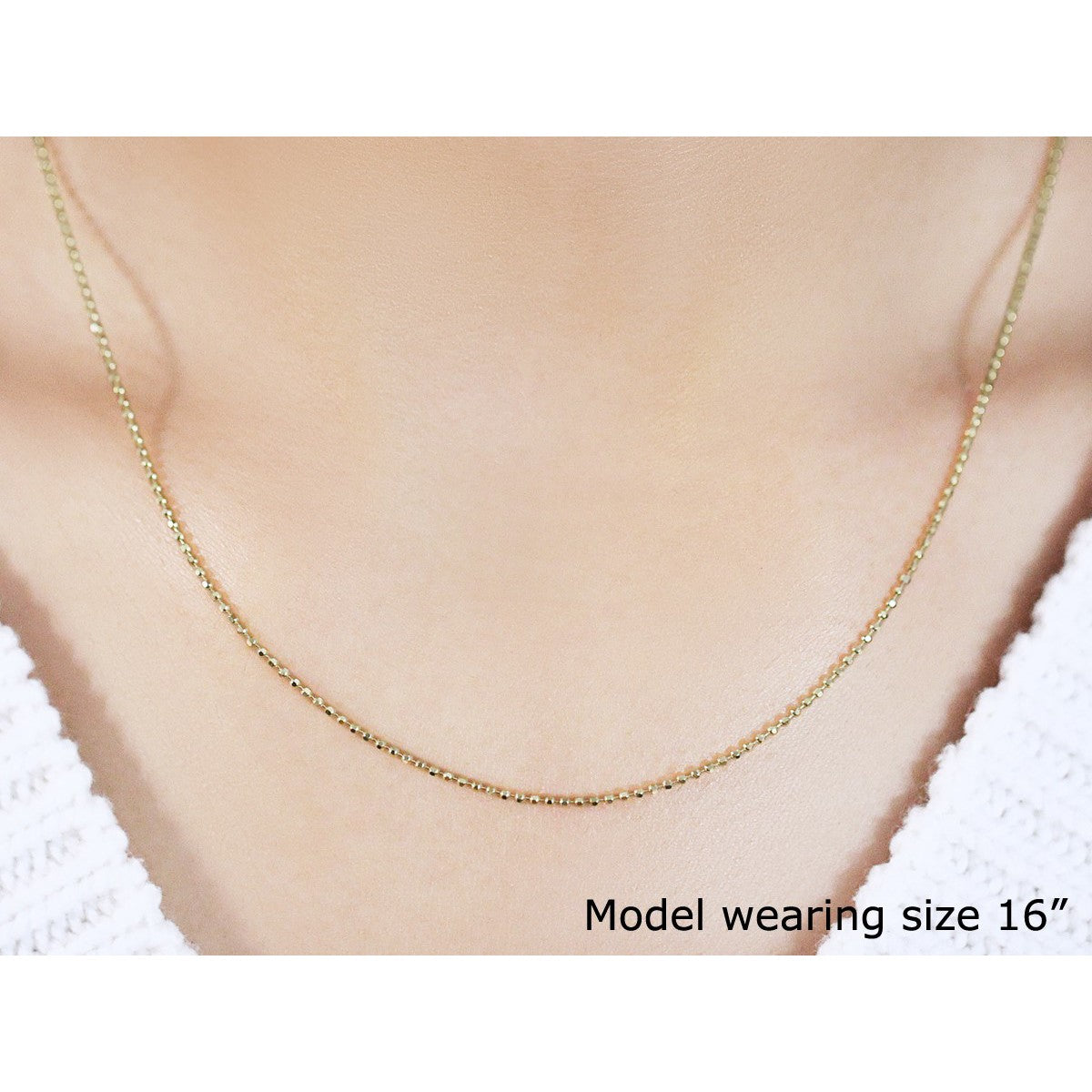 14k Yellow Gold Diamond-Cut Bead Chain 1.2mm by Bids.com