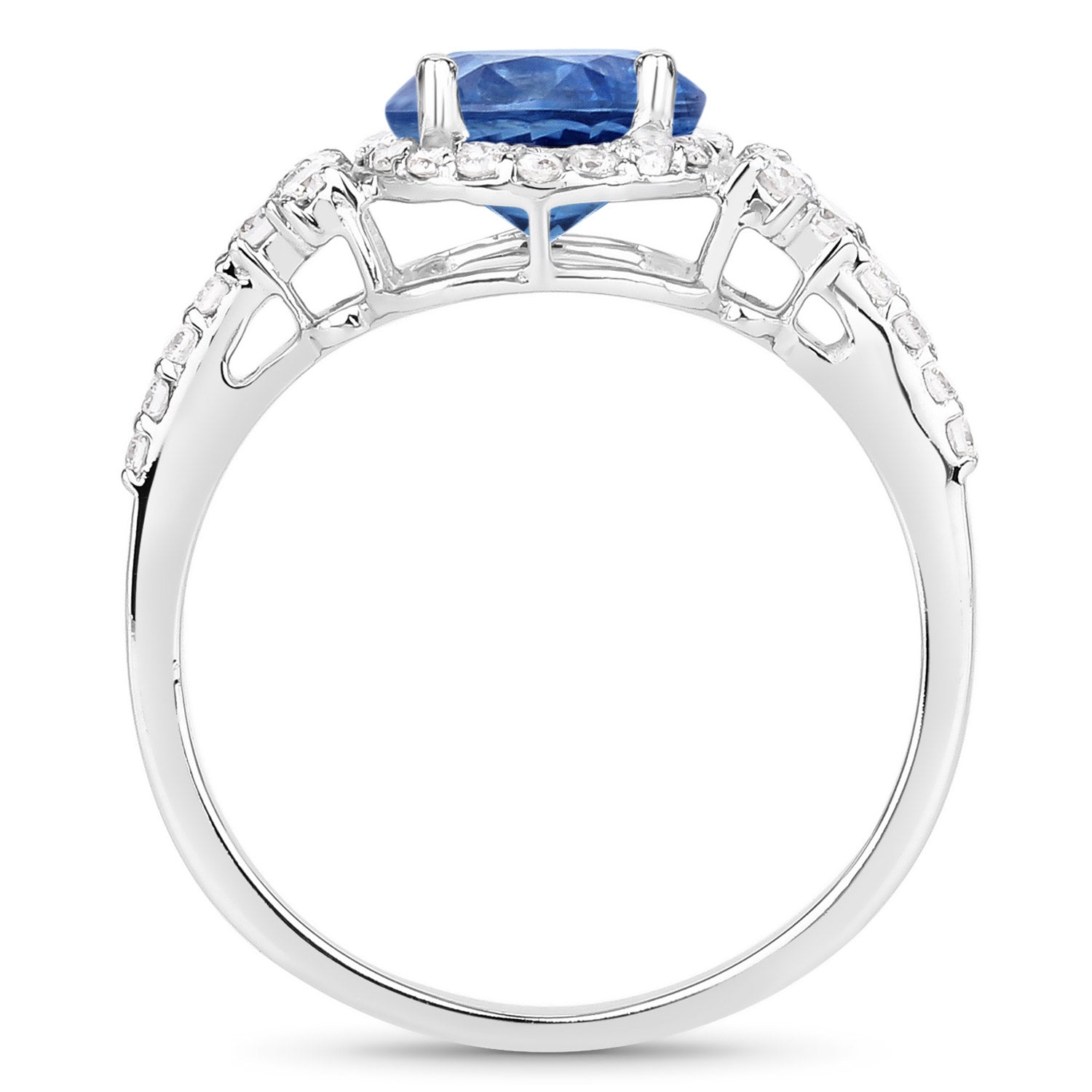 1.34 Carat Genuine Blue Sapphire and White Diamond 14K White Gold Ring by Bids.com