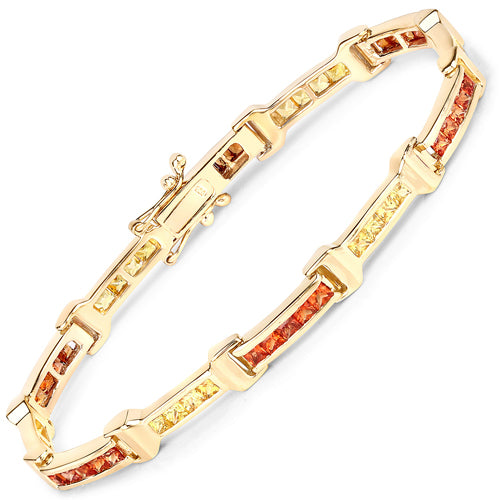 6.48 Carat Genuine Orange Sapphire and Yellow Sapphire .925 Sterling Silver Bracelet by Bids.com