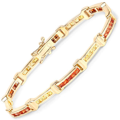 6.48 Carat Genuine Orange Sapphire and Yellow Sapphire .925 Sterling Silver Bracelet by Bids.com