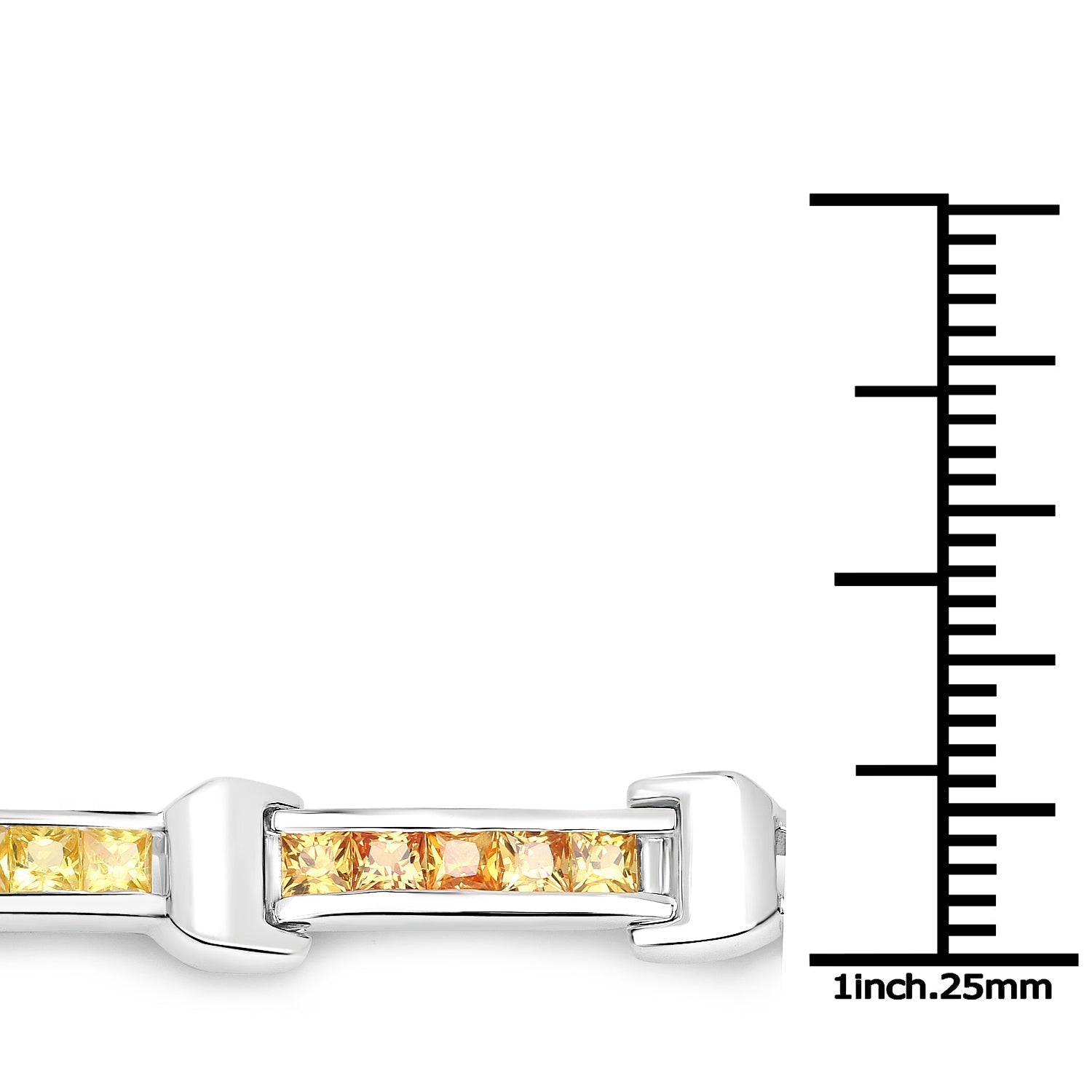 6.48 Carat Genuine Orange Sapphire and Yellow Sapphire .925 Sterling Silver Bracelet 
