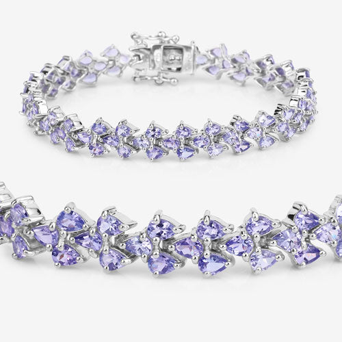 12.04 Carat Genuine Tanzanite .925 Sterling Silver Bracelet  DestGlow