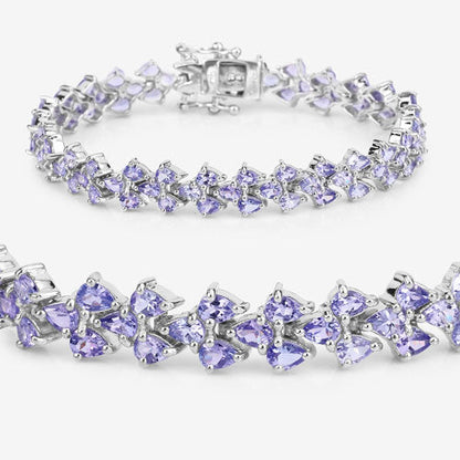 12.04 Carat Genuine Tanzanite .925 Sterling Silver Bracelet  DestGlow