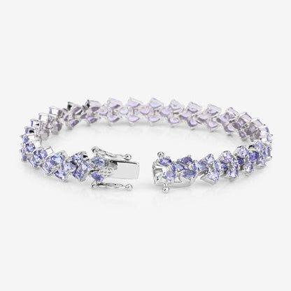 12.04 Carat Genuine Tanzanite .925 Sterling Silver Bracelet  DestGlow